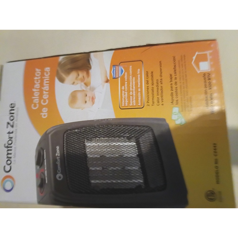 Comfort Zone CZ442 Ceramic Space Heater 1500W 5120 BTU Auto Shut-Off Black